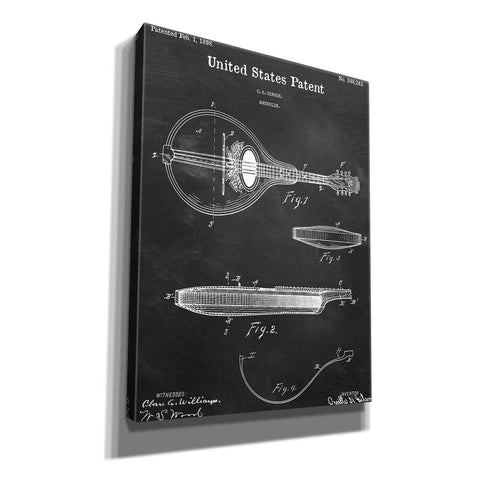 Image of 'Mandolin Blueprint Patent Chalkboard,' Canvas Wall Art,12x16x1.1x0,18x26x1.1x0,26x34x1.74x0,40x54x1.74x0