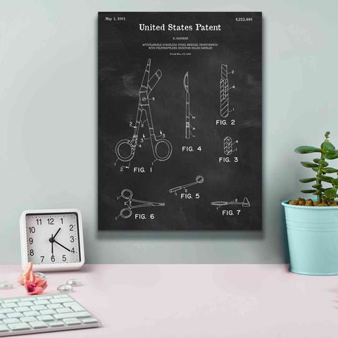 Image of 'Medical Instruments Blueprint Patent Chalkboard,' Canvas Wall Art,12 x 16