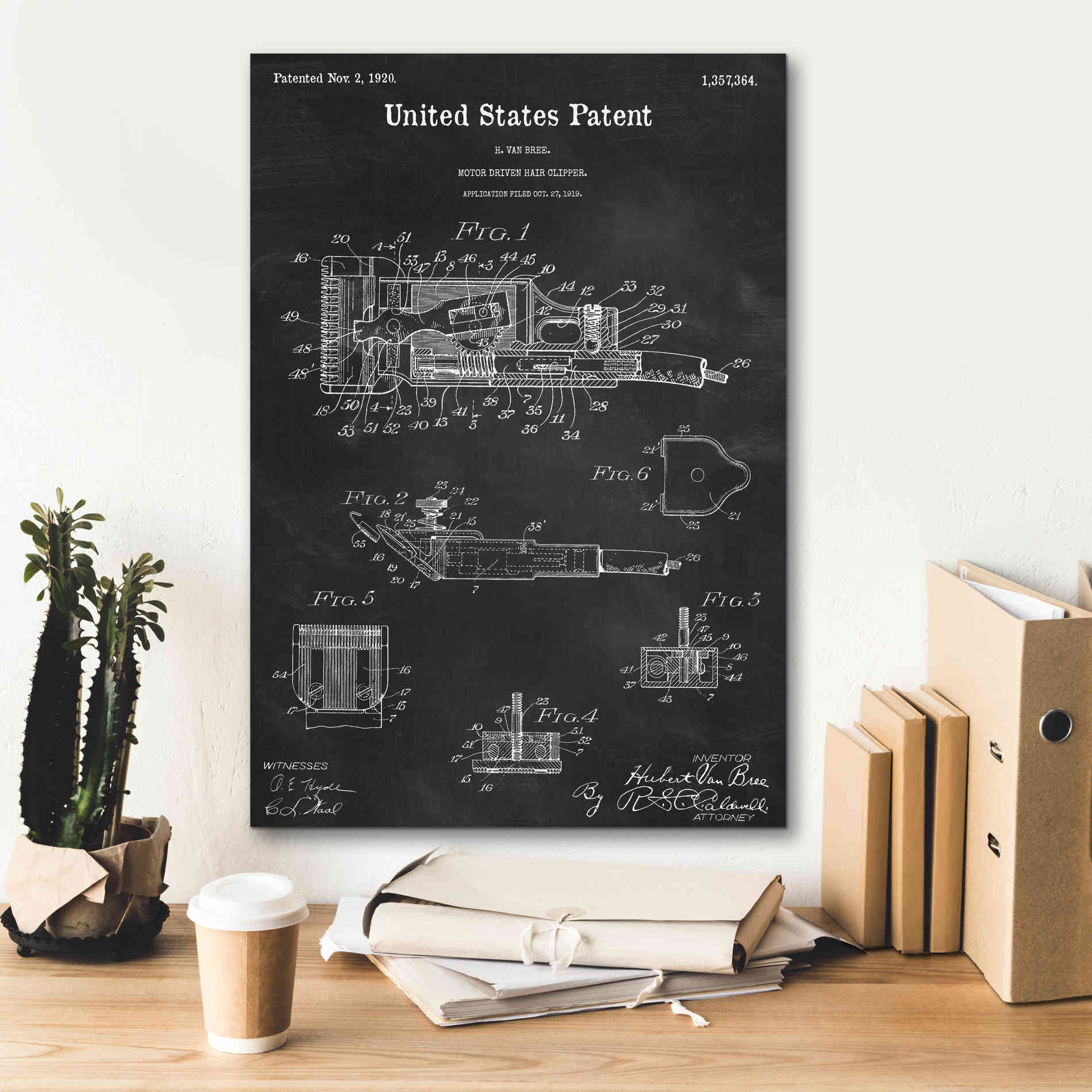'Motor Hair Clipper Blueprint Patent Chalkboard,' Canvas Wall Art,18 x 26