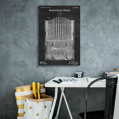 Image of 'Pipe Organ Blueprint Patent Chalkboard,' Canvas Wall Art,18 x 26