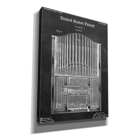 Image of 'Pipe Organ Blueprint Patent Chalkboard,' Canvas Wall Art,12x16x1.1x0,18x26x1.1x0,26x34x1.74x0,40x54x1.74x0