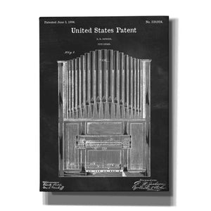'Pipe Organ Blueprint Patent Chalkboard,' Canvas Wall Art,12x16x1.1x0,18x26x1.1x0,26x34x1.74x0,40x54x1.74x0