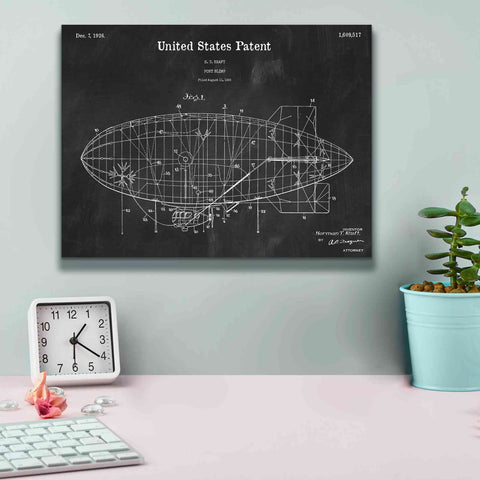 Image of 'Pony Blimp Blueprint Patent Chalkboard,' Canvas Wall Art,16 x 12