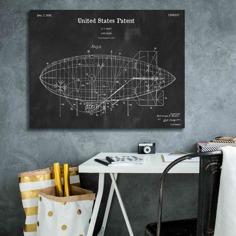 Image of 'Pony Blimp Blueprint Patent Chalkboard,' Canvas Wall Art,34 x 26