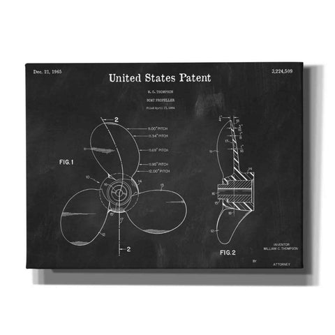 Image of 'Boat Propeller Blueprint Patent Chalkboard,' Canvas Wall Art,16x12x1.1x0,26x18x1.1x0,34x26x1.74x0,54x40x1.74x0