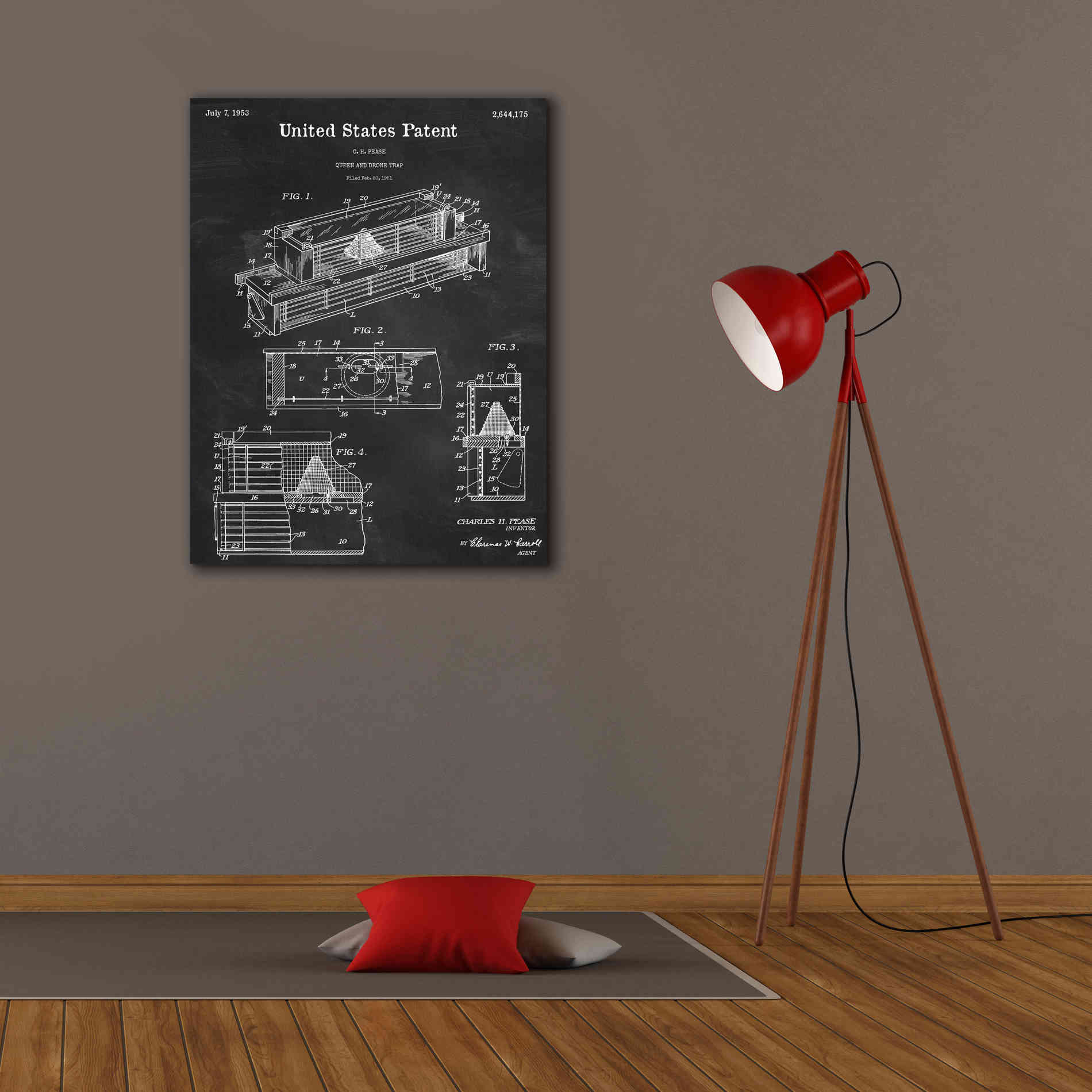 'Queen and Drone Trap Blueprint Patent Chalkboard,' Canvas Wall Art,26 x 34