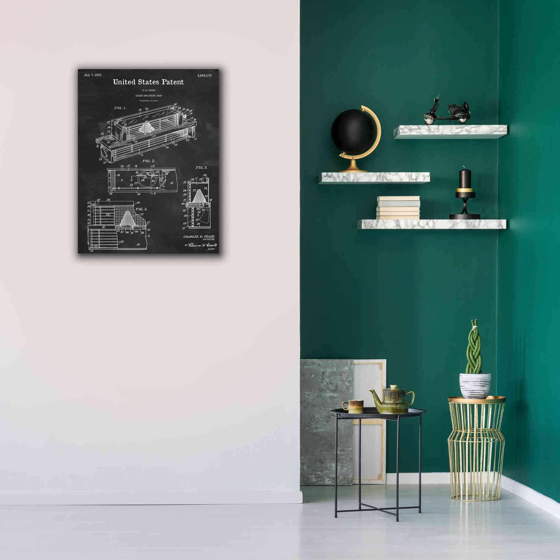 'Queen and Drone Trap Blueprint Patent Chalkboard,' Canvas Wall Art,26 x 34
