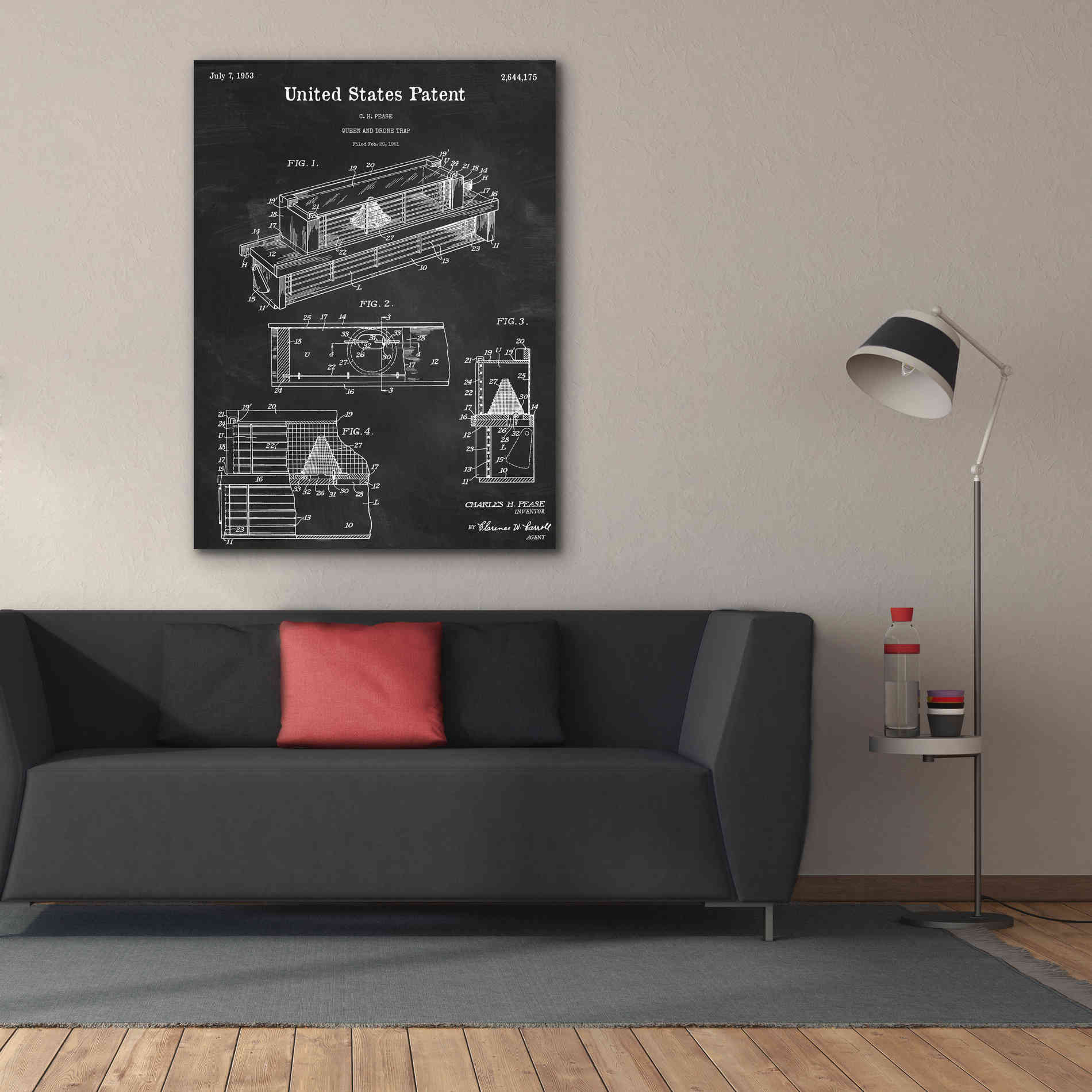 'Queen and Drone Trap Blueprint Patent Chalkboard,' Canvas Wall Art,40 x 54