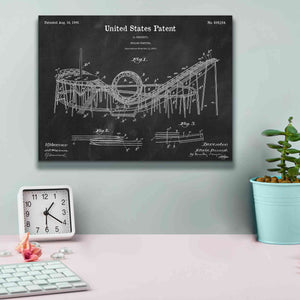 'Roller Coaster Blueprint Patent Chalkboard,' Canvas Wall Art,16 x 12