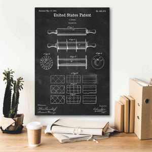'Rolling Pin Blueprint Patent Chalkboard,' Canvas Wall Art,18 x 26