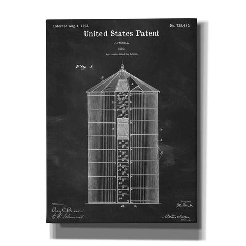 Image of 'Silo Blueprint Patent Chalkboard,' Canvas Wall Art,12x16x1.1x0,18x26x1.1x0,26x34x1.74x0,40x54x1.74x0