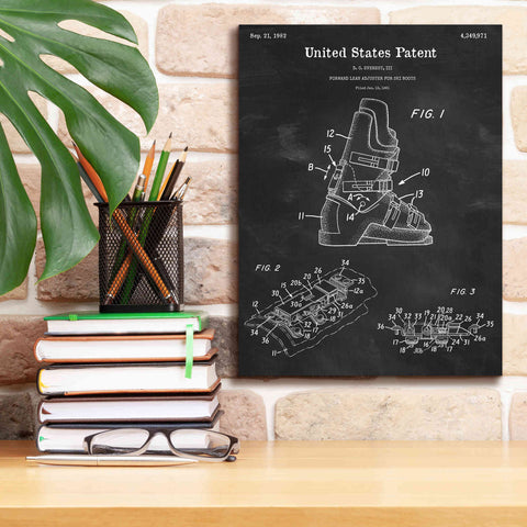 Image of 'Ski Boots Blueprint Patent Chalkboard,' Canvas Wall Art,12 x 16