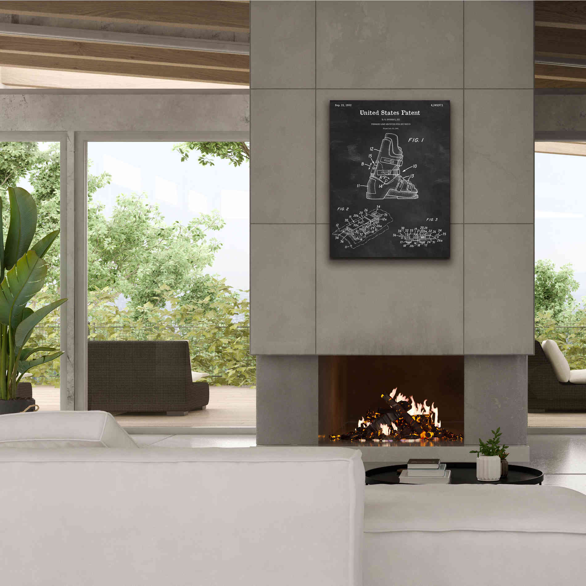 'Ski Boots Blueprint Patent Chalkboard,' Canvas Wall Art,26 x 34