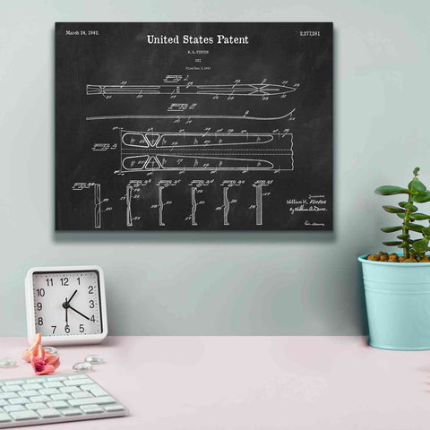 Image of 'Ski Blueprint Patent Chalkboard,' Canvas Wall Art,16 x 12