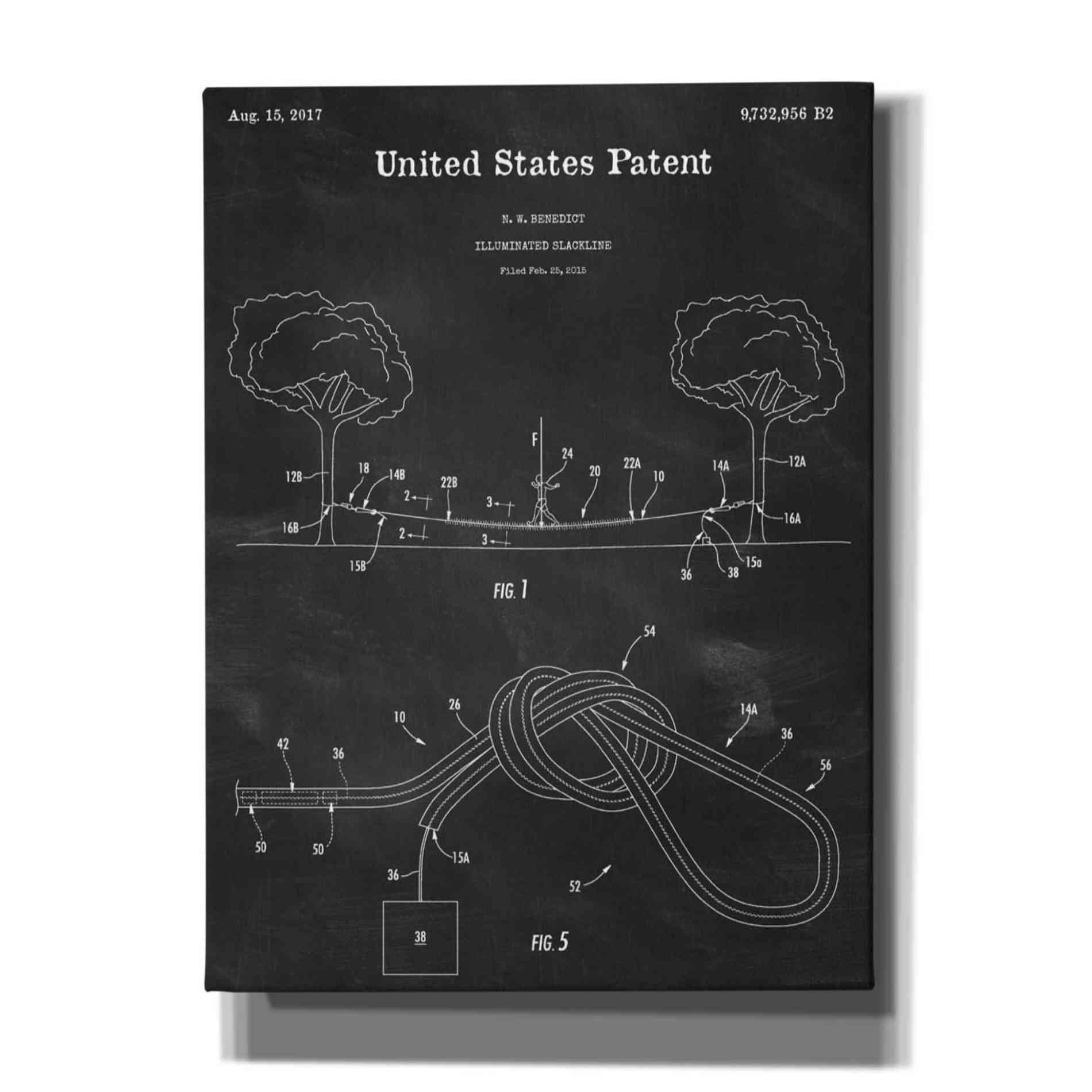 'Slackline Blueprint Patent Chalkboard,' Canvas Wall Art,12x16x1.1x0,18x26x1.1x0,26x34x1.74x0,40x54x1.74x0