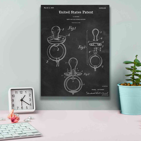 Image of 'Baby Pacifier Blueprint Patent Chalkboard,' Canvas Wall Art,12 x 16