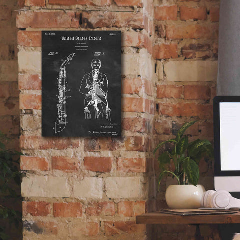 Image of 'Soprano Saxophone Blueprint Patent Chalkboard,' Canvas Wall Art,12 x 16