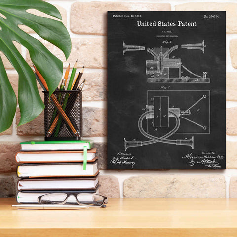 Image of 'Speaking Telephone Blueprint Patent Chalkboard,' Canvas Wall Art,12 x 16