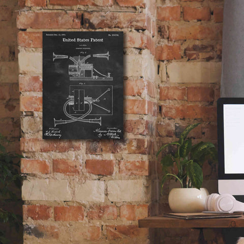 Image of 'Speaking Telephone Blueprint Patent Chalkboard,' Canvas Wall Art,12 x 16