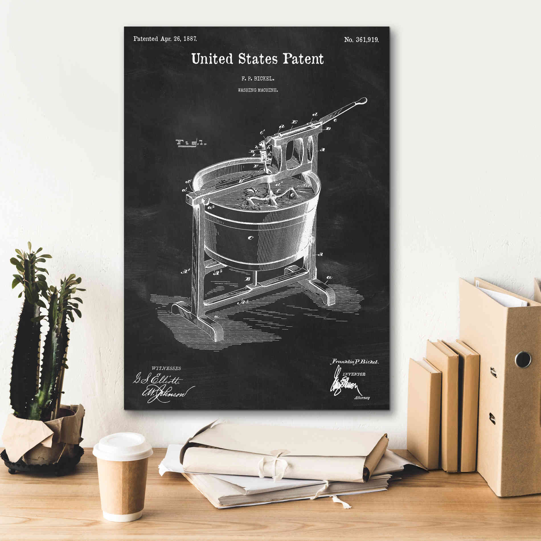 'Washing Machine Blueprint Patent Chalkboard,' Canvas Wall Art,18 x 26