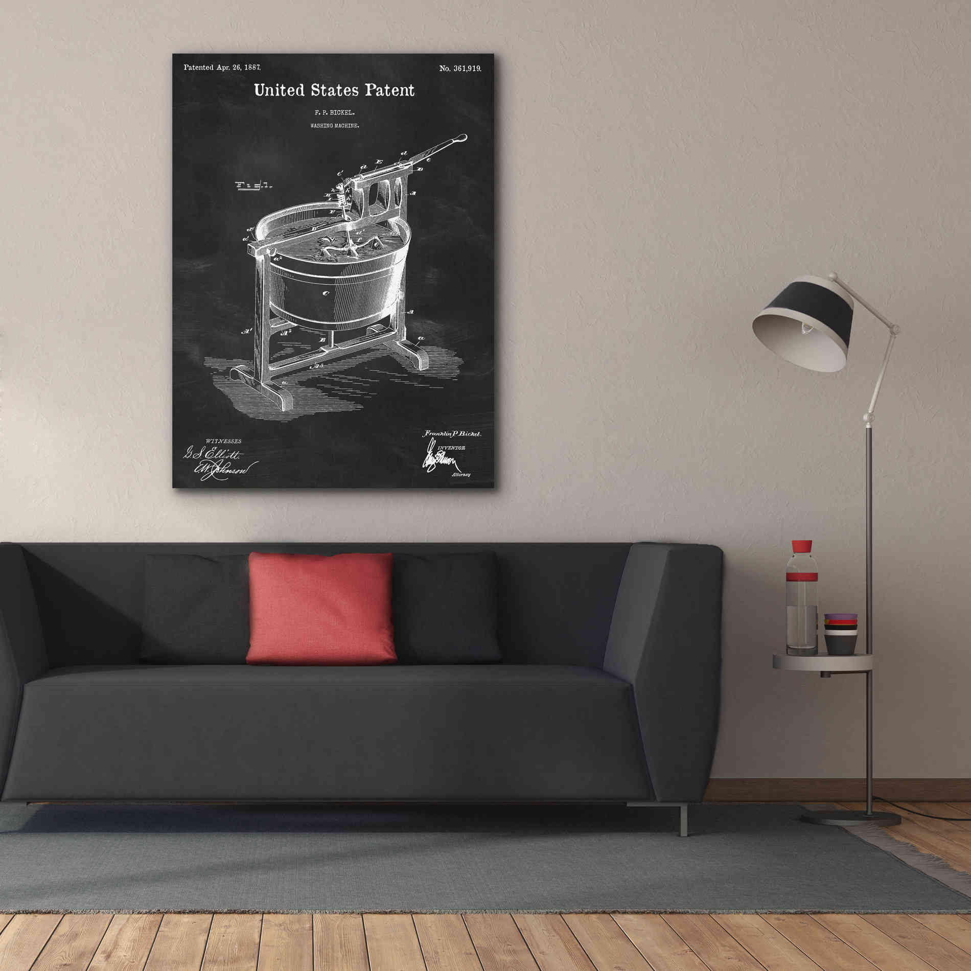 'Washing Machine Blueprint Patent Chalkboard,' Canvas Wall Art,40 x 54