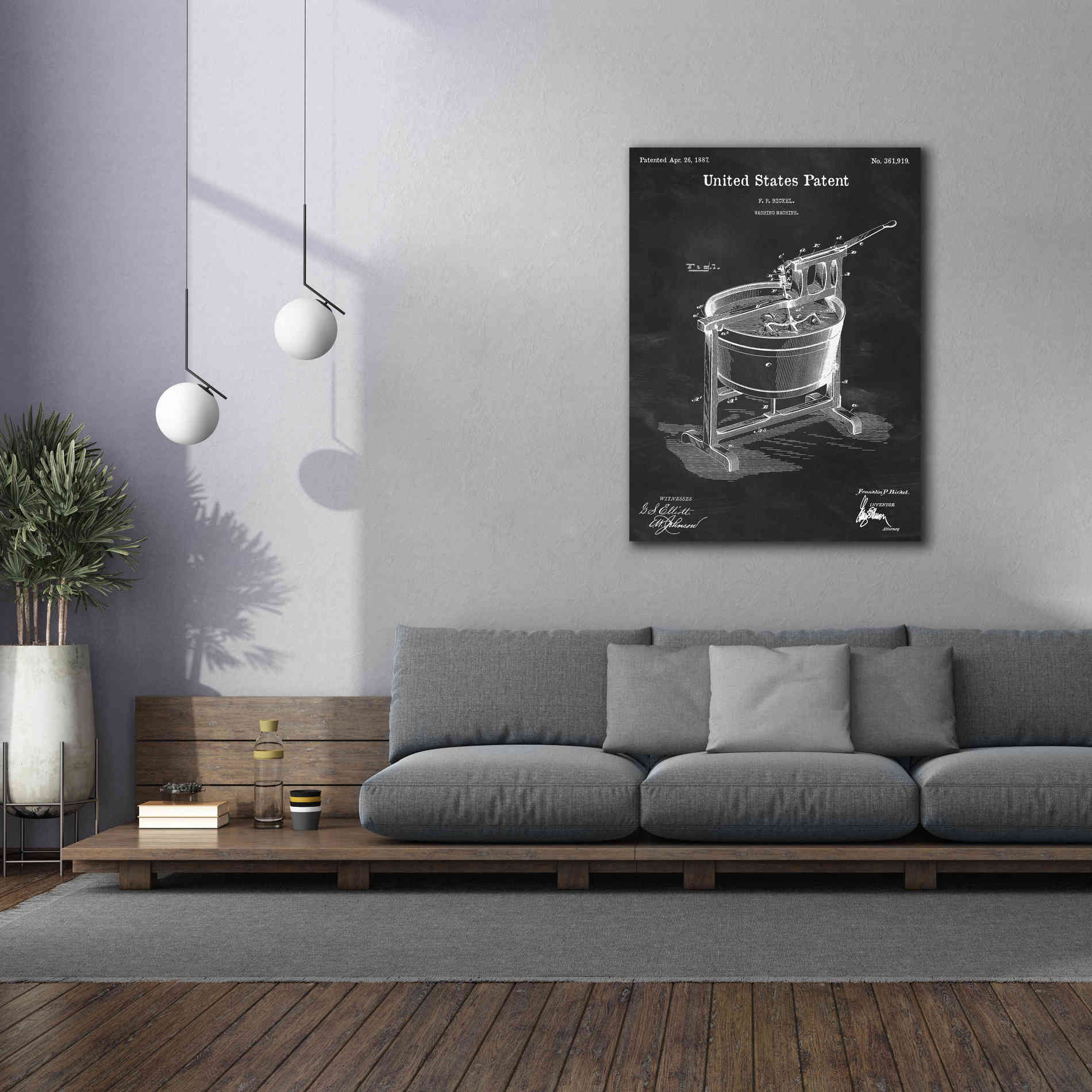 'Washing Machine Blueprint Patent Chalkboard,' Canvas Wall Art,40 x 54