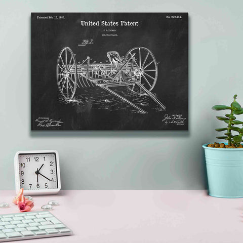 Image of 'Horse Drawn Hay Rake Blueprint Patent Chalkboard,' Canvas Wall Art,16 x 12