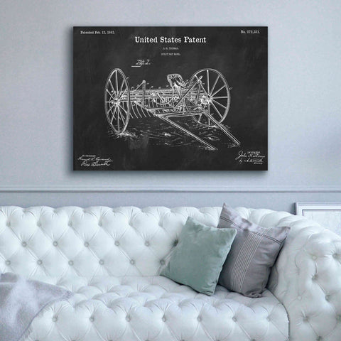 Image of 'Horse Drawn Hay Rake Blueprint Patent Chalkboard,' Canvas Wall Art,54 x 40