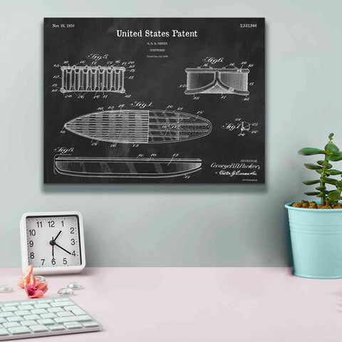 Image of 'Surfboard Blueprint Patent Chalkboard,' Canvas Wall Art,16 x 12