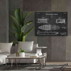 'Surfboard Blueprint Patent Chalkboard,' Canvas Wall Art,54 x 40