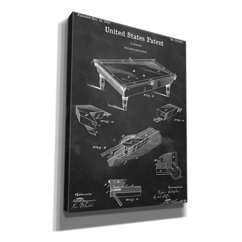 Image of 'Pool Table Blueprint Patent Chalkboard,' Canvas Wall Art,12x16x1.1x0,18x26x1.1x0,26x34x1.74x0,40x54x1.74x0