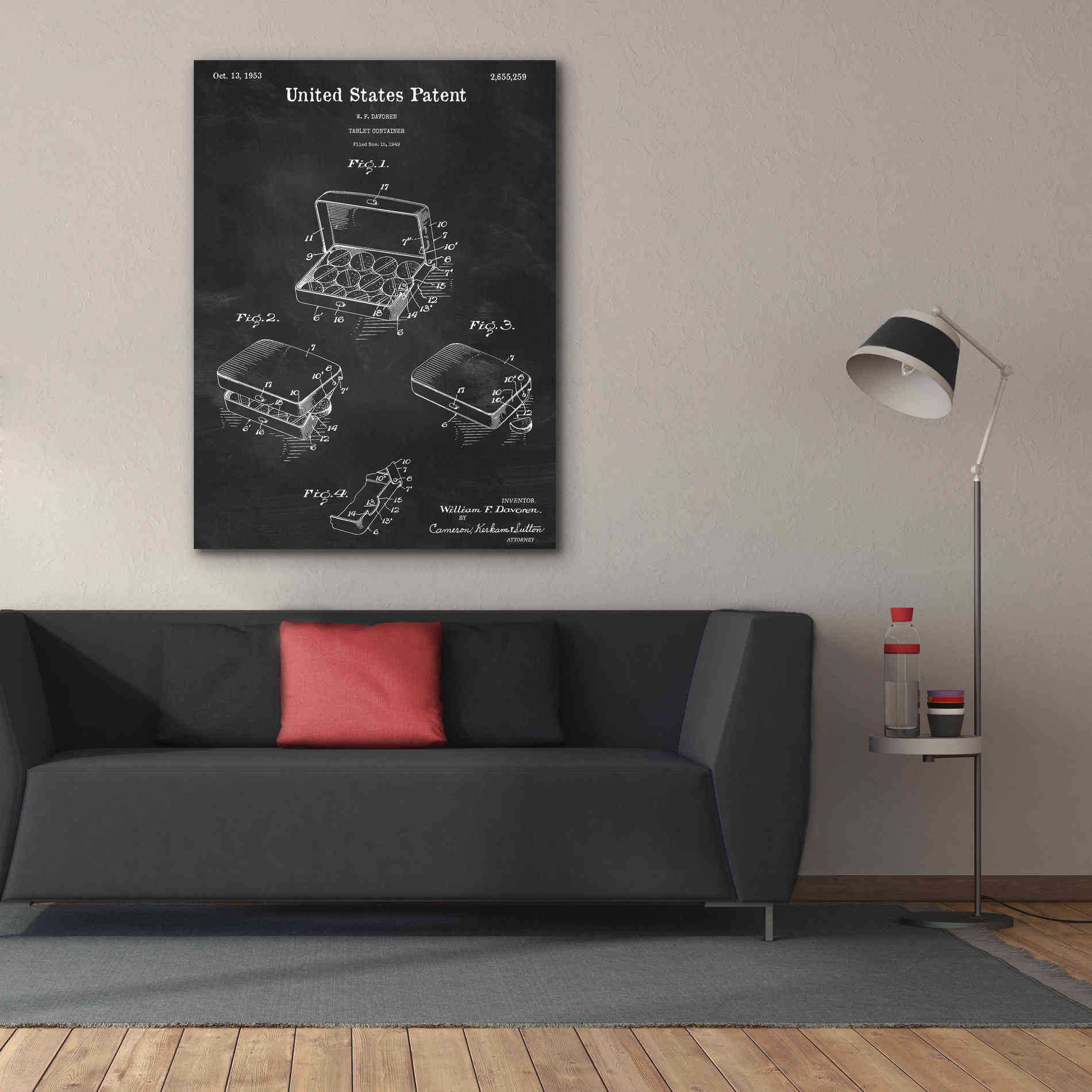 'Pharmacy Tablet Container Blueprint Patent Chalkboard,' Canvas Wall Art,40 x 54