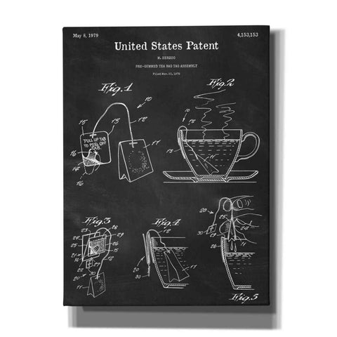 Image of 'Tea Bag Blueprint Patent Chalkboard,' Canvas Wall Art,12x16x1.1x0,18x26x1.1x0,26x34x1.74x0,40x54x1.74x0