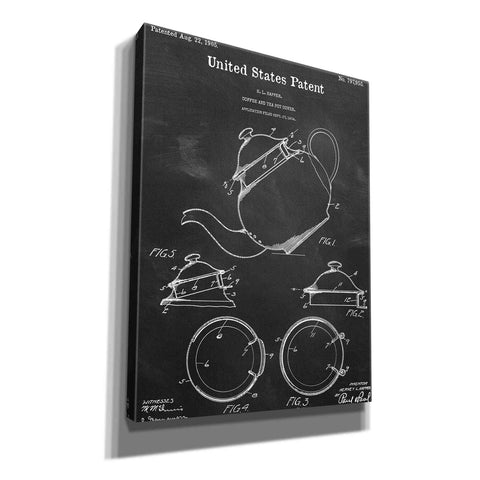 Image of 'Tea Pot Cover Blueprint Patent Chalkboard,' Canvas Wall Art,12x16x1.1x0,18x26x1.1x0,26x34x1.74x0,40x54x1.74x0