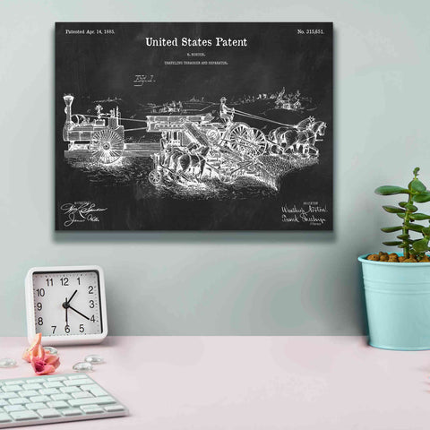 Image of 'Traveling Thrasher Blueprint Patent Chalkboard,' Canvas Wall Art,16 x 12