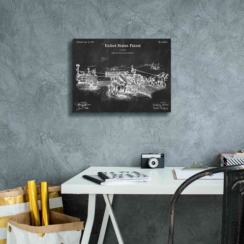 Image of 'Traveling Thrasher Blueprint Patent Chalkboard,' Canvas Wall Art,16 x 12