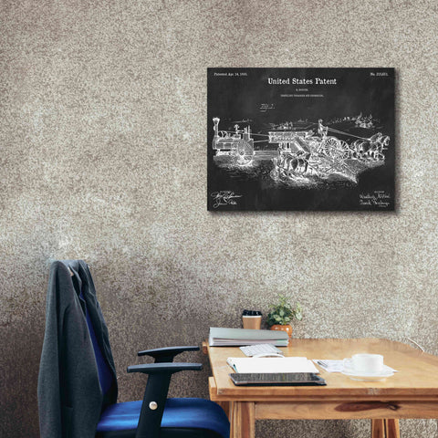 Image of 'Traveling Thrasher Blueprint Patent Chalkboard,' Canvas Wall Art,34 x 26