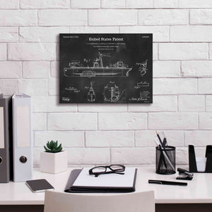 'Non-Sinkable Vessel Blueprint Patent Chalkboard,' Canvas Wall Art,16 x 12