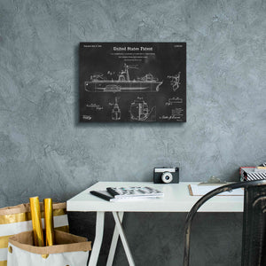 'Non-Sinkable Vessel Blueprint Patent Chalkboard,' Canvas Wall Art,16 x 12