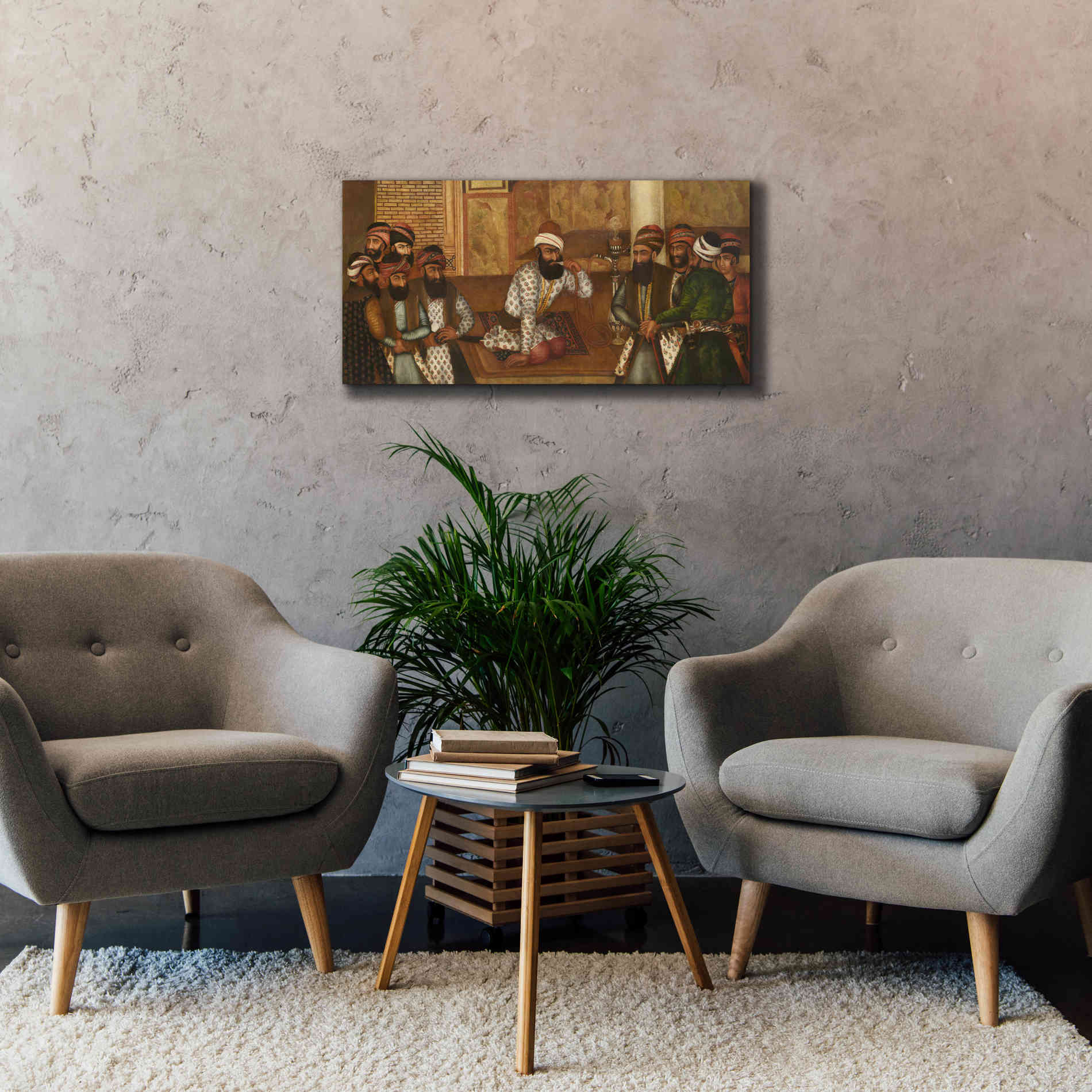 'The Royal Court of Karim Khan' by Mohammad Sadiq, Canvas Wall Art,40x20