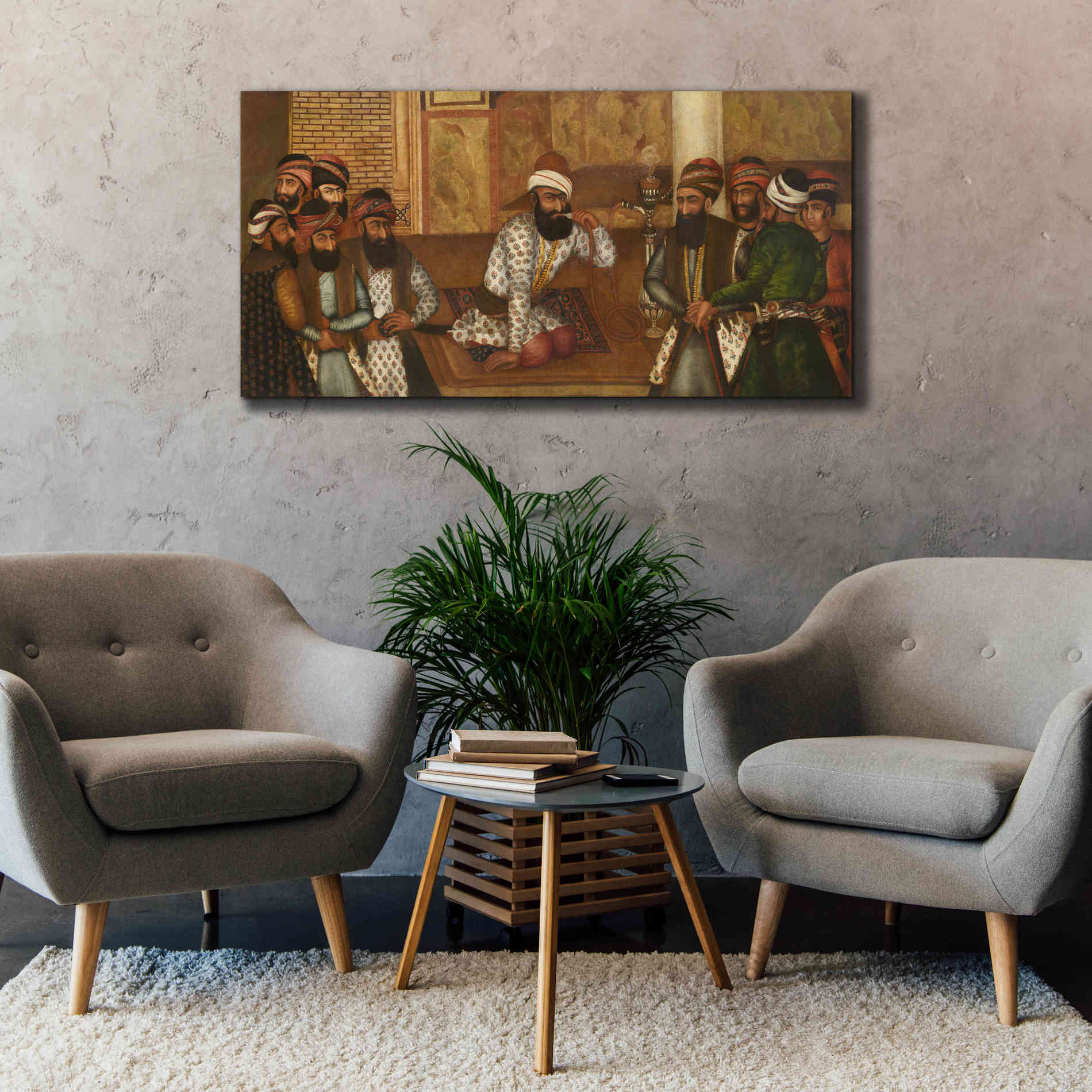 'The Royal Court of Karim Khan' by Mohammad Sadiq, Canvas Wall Art,60x30