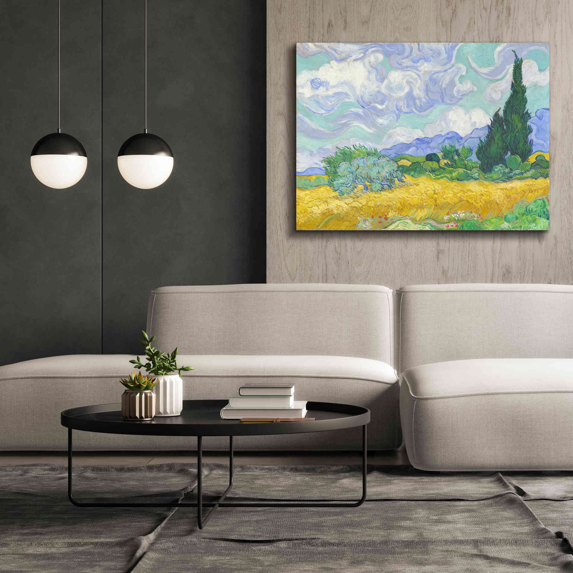 'Wheat Field with Cypresses' by Vincent van Gogh, Canvas Wall Art,54 x 40