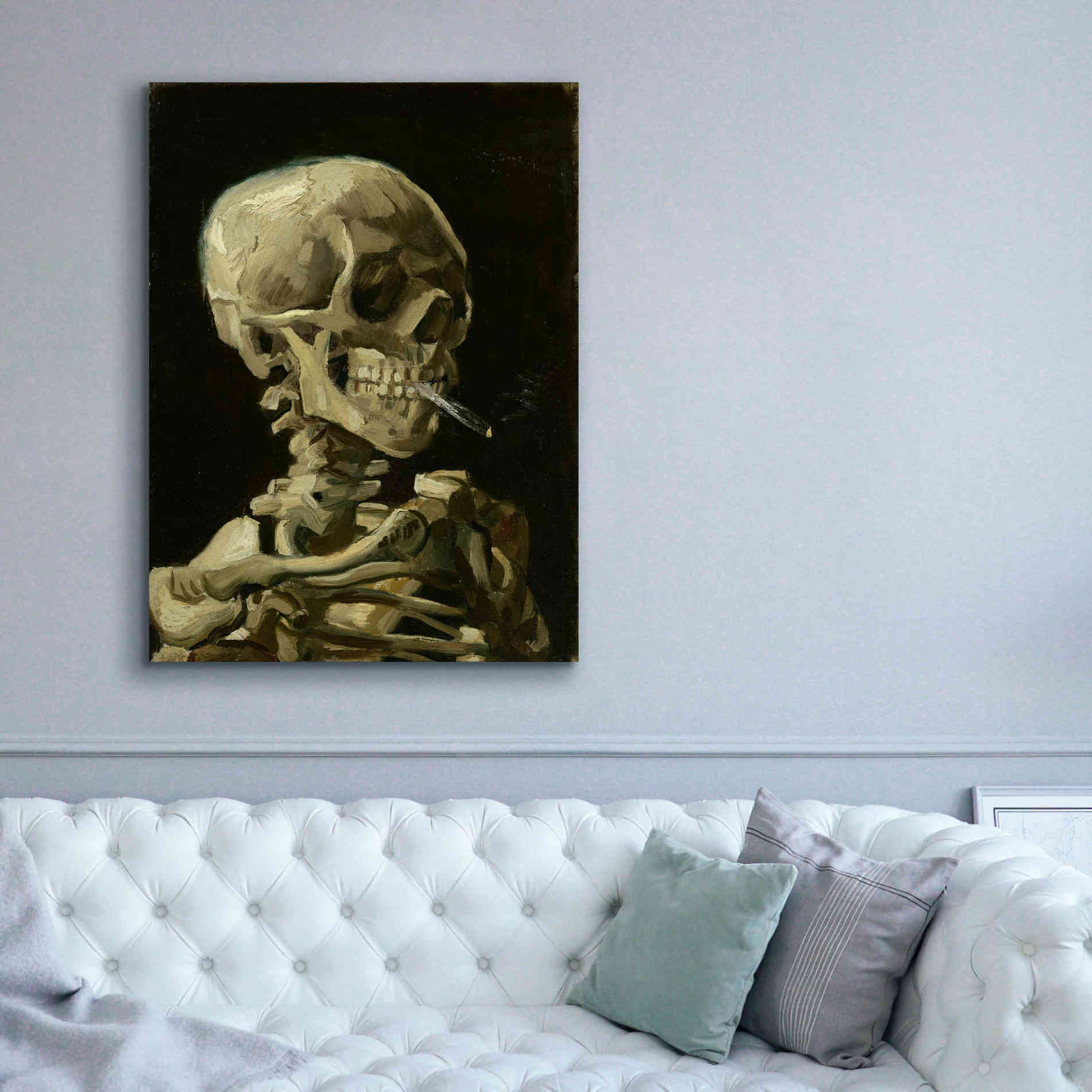 'Head of a Skeleton with a Burning Cigarette' by Vincent van Gogh, Canvas Wall Art,40 x 54