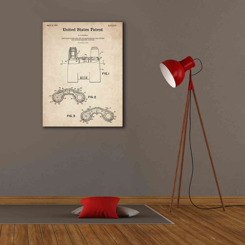 Image of 'Binoculars Blueprint Patent Parchment,' Canvas Wall Art,26 x 34