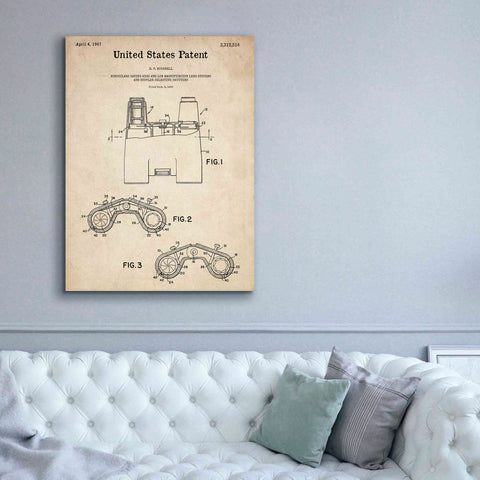 Image of 'Binoculars Blueprint Patent Parchment,' Canvas Wall Art,40 x 54