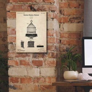 'Bird Cage Blueprint Patent Parchment,' Canvas Wall Art,12 x 16