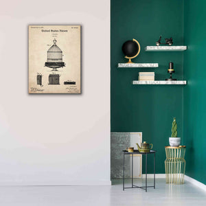 'Bird Cage Blueprint Patent Parchment,' Canvas Wall Art,26 x 34