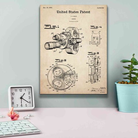Image of 'Film Camera Blueprint Patent Parchment,' Canvas Wall Art,12 x 16