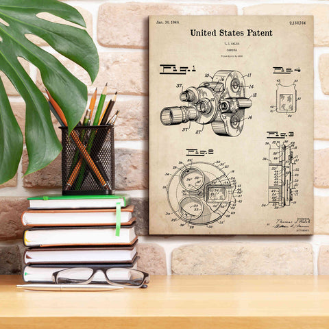 Image of 'Film Camera Blueprint Patent Parchment,' Canvas Wall Art,12 x 16