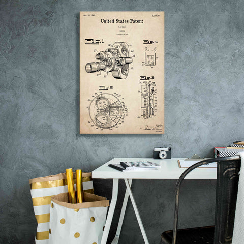 Image of 'Film Camera Blueprint Patent Parchment,' Canvas Wall Art,18 x 26
